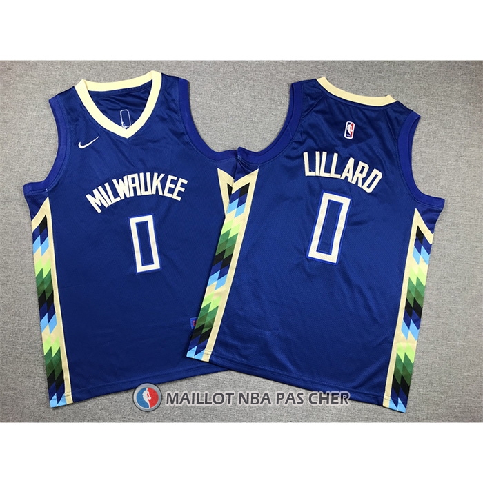 Maillot Enfant Milwaukee Bucks Damian Lillard NO 0 Ville 2022-23 Bleu